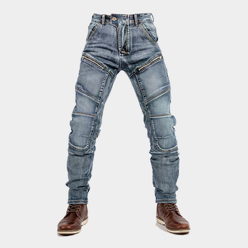 Men's Clothing Denim European And American Motorcycle Kevlar Double Zipper Riding Pants Four Seasons Motorcycle Slim Jeans Racing Anti Drop Pants_mkmklike.com