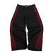 Men's Clothing Retro Striped Stitching Embroidered Jeans Street Casual Loose Straight Wide Leg Mopping Long Pants_mkmklike.com