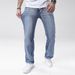 Men's Clothing Stretch Denim Straight Leg Jeans Light Blue Slim Fit Flattering Trousers_mkmklike.com