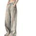 Light-colored Vintage Washed Distressed Straight-leg Jeans Women, New Summer Style, High-waisted, Slimming, Wide-leg,_mkmklike.com