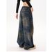 Men's Clothing Black Tie-Dye Wide-Leg Jeans – Vintage Washed & Distressed Denim (Unisex, Oversized, High-Waisted, No-Stretch, Streetwear Essential)_mkmklike.com