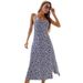 Fragmented Flower Suspended Dress Slim Fit Split Printed Dress for Women_mkmklike.com