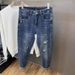 Men's Distressed Jeans – Trendy Straight-Leg Dad Pants With Lightweight Stretch & Vintage Wash (Size 28-36, Blue)_mkmklike.com