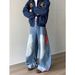 Men's Clothing Retro Washed Distressed Jeans Vintage Washed Straight-Leg Jeans - Oversized High Street Denim Pants For Men & Women (Blue)_mkmklike.com