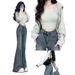 Vintage Jeans For Women Summer 2024 New Trendy Brand Slimming High Waist Flared Long Pants_mkmklike.com