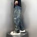 Men's American Style Japanese Inspired Wide Leg Pants Trendy Patchwork Loose Straight Leg Jeans Retro Washed for Spring And Autumn_mkmklike.com