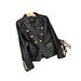 Women's Clothing Black short shoulder pads small casual suit leather jacket suit jacket female pu leather jacket female jacket _mkmklike.com