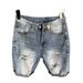 Personalized Scratched Denim Shorts Men's Loose Straight Middle Trendy Brand Piercing Fashion Casual Pentagram Pants_mkmklike.com