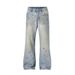 Retro Baggy Men's Jeans With Rhinestone Details, Oversized Loose Fit Denim Pants For Streetwear & Hip-Hop Style, Comfortable Cotton Blend Trousers_mkmklike.com