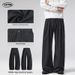LKTM Old Fashioned Three Pleated Striped Curved Blade Jeans High End Wide Leg Men's Casual Dress Pants For Commuter_mkmklike.com