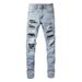 Loom European And American High Street Men's Patch Handmade Ripped Slim Fit Skinny Jeans 1307_mkmklike.com