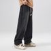 Men's Vintage Loose Fit Straight Leg Jeans – Retro Washed Denim Pants For Casual Streetwear (Blue/Black)_mkmklike.com