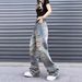 Style Washed Vintage Ripped Jeans For Men Spring Autumn Straight Loose Fit European And American High Street Vibe Long_mkmklike.com