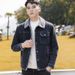 Fashion Men's Denim Jacket Autumn And Winter Fleece Thickened Top New Trend Lamb Collar Jacket_mkmklike.com