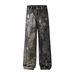 Men's Clothing Splashed Printed Jeans Washed Heavy Loose Wide Leg Floor Length Pants_mkmklike.com