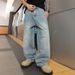 Men's Distressed Rhinestone Jeans Premium High-Street Baggy Straight-Leg Vintage Wash Stretch Comfort Streetwear Essential_mkmklike.com
