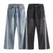 Men's High Street Striped Wide Leg Jeans - Retro Loose Fit Cleanfit Straight Pants For Casual Streetwear_mkmklike.com