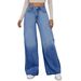 Vintage Washed Blue Jeans For Women – High Street Straight Leg Denim Pants (Blue, M-XL)_mkmklike.com