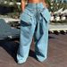 High Waisted Wide Leg Cargo Jeans For Women – Comfortable Loose Fit Denim Pants With Large Pockets, Slimming & Stylish For Petite_mkmklike.com