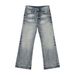 Nirben American High Street Style Whiskered Washed Jeans Flared Loose Straight Leg Pants mid Waist Long Non-Stretch Blue_mkmklike.com