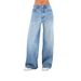 Women's Loose Fit Wide Leg Jeans - Comfortable Cotton Denim Pants With Distressed Details, Classic Blue, Sizes S-XXL_mkmklike.com