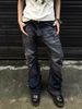 Men's Retro Button Down Jeans Color Block Whiskered Straight Leg Slim Fit Casual Long Pants_mkmklike.com