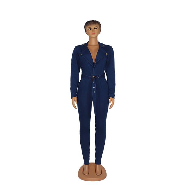 High-Waisted Denim Jumpsuit – Slim Fit Sexy Romper For Women (M-Xxl) All-Season Wear Versatile Style_mkmklike.com