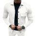 Cross-Border Autumn Casual Heavy Twill Lapel Long Sleeve Top European And American Single-Breasted Solid Color Slim_mkmklike.com