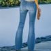 Women’s Clothing Spring And Summer New Style Trousers Slim Fit Multi Button Bootcut Trousers Washed Women's Jeans_mkmklike.com