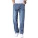 Men's High End Wide Leg Jeans Midweight Cotton Casual Pants Loose Fit Spring Autumn Style Black Mid Waist Long Non-Stretch_mkmklike.com