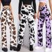 Women's High Waist Casual Pants Loose Straight Leg Jeans Fashion Personalized Print Style European American 2021_mkmklike.com