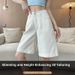 White Denim Shorts for Women High Waisted Slimming A-Line Straight Leg Five Point mid Length Summer 2026 Thin_mkmklike.com