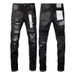 Y2K Motorcycle Stacked Flared Jeans, Black To Grey Fade, Plaid Lining Inside Rips, Multiple Distressed Holes, Summer-Friendly Unisex_mkmklike.com