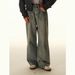 CATTEE Unisex High-Waisted Distressed Denim Jeans Reverse-Seam Streetwear with Raw Hem Blue M-XXL_mkmklike.com