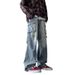 Nordmann American Retro Distressed Jeans For Men Loose Wide-Leg New High Street Hip-Hop Straight Casual Pants_mkmklike.com