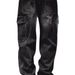 Vintage Workwear Jeans For Men - Relaxed Fit, Distressed Denim, Multi-Pocket Straight Leg Trousers_mkmklike.com