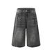 Retro American Street Style Washed Lightning Pattern Cropped Jeans mid Waist Cotton Shorts for Men And Women Summer Casual Wide Leg_mkmklike.com