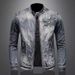 Loom Trendy Men's Denim European And American Casual Retro Plus Size Stand Collar Zipper Cycling Motorcycle Jacket_mkmklike.com