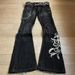 Gothic Retro Double Waist Tie Flared Jeans For Women Y2K Street Washed Distressed Ripped Design Trousers_mkmklike.com