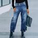 Women's Clothing New Models Women's Washed Denim Trousers Simple Fashion Casual Daily_mkmklike.com