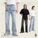Men's Washed Flared Jeans With Zipper Pockets – Slim Fit, Raw Edge & Loose Comfort (Black Gray/Light Blue, S-XL)_mkmklike.com
