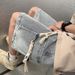 Men's Workwear Denim Shorts - Summer Casual Loose Fit Mid-Length Cargo Shorts With Drawstring Waist, Washed Cotton Fabric For Teen Boys & Young Adults_mkmklike.com