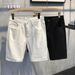 Men's 5 Inch Denim Shorts Summer Style Thin High Waisted Slimming Straight Leg Wide Leg White Semi-Elastic Casual Shorts_mkmklike.com