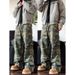 Men's Clothing Cleanfit High Street Distressed Patchwork Camouflage Distressed Denim Jeans - Loose Fit, Streetwear, Summer, Comfortable, Stylish_mkmklike.com