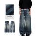 Washed Whiskered Straight Leg Jeans High Street Cleanfit Casual Long Style Unisex Denim_mkmklike.com