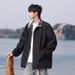 Plaid Patchwork Stand Collar For Men, Spring Autumn, American Style, Trendy Brand, Windproof, Waterproof, High Street,_mkmklike.com