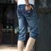 Men's Clothing Denim Shorts Men's Cropped Trousers 2022 Spring And Summer New Style Trend High Elastic Thin Straight Mid Length Trousers Wholesale_mkmklike.com