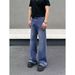 Vintage Washed Denim Jeans For Men – Distressed Paint Splatter Retro Straight Leg Pants (Blue, S-3XL, Relaxed Fit)_mkmklike.com