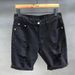 Men's Clothing Summer White Ripped Denim Shorts Men's Korean Slim Elastic Five Point Breeches Trendy All Match Mid Length Pants_mkmklike.com