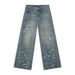 Pure MTLCLOTHES Men's Clothing | Unique Irregular Frayed Vintage Distressed Design Fashion High Street Straight-Leg Jeans_mkmklike.com